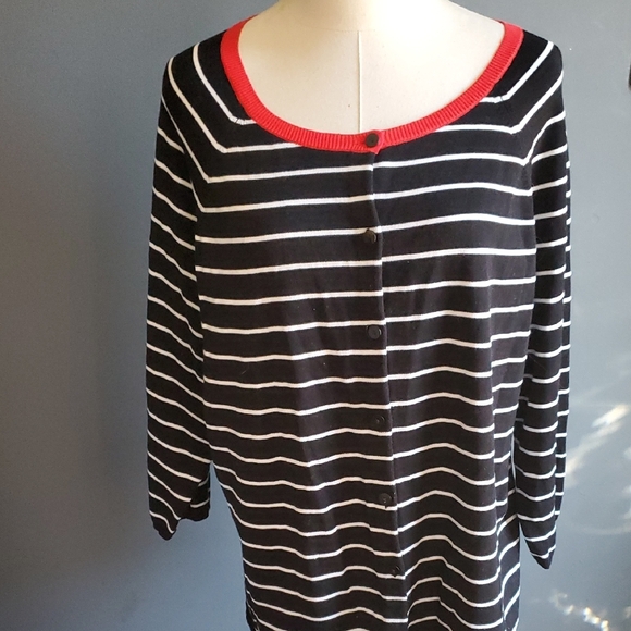 NWT Pendleton plus  Black and White 3/4 Sleeve Button Down Cardigan - Picture 5 of 15